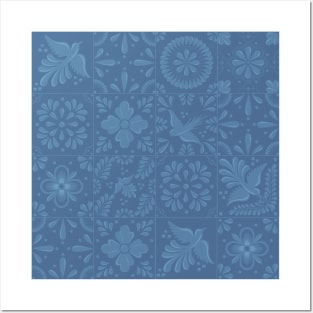 Classy Blue Talavera Tile Pattern by Akbaly Posters and Art